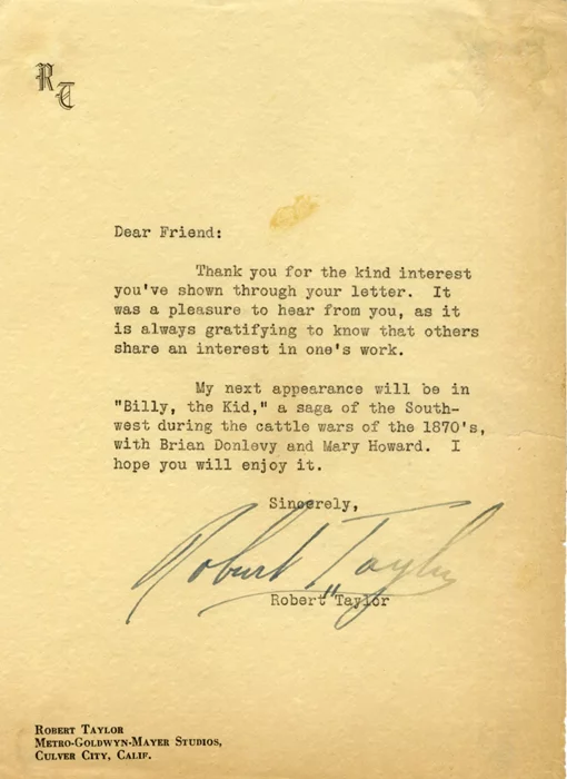 Robert Taylor autograph