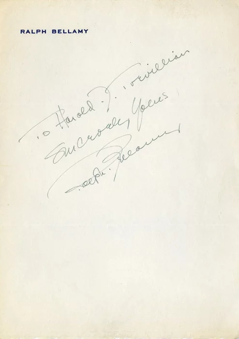 Ralph Bellamy autograph