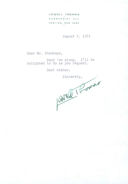 Lowell Thomas autograph