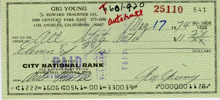 Gig Young autograph
