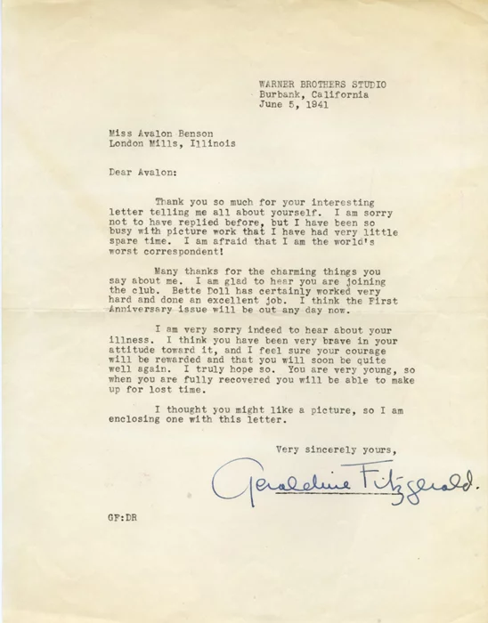 Geraldine Fitzgerald autograph