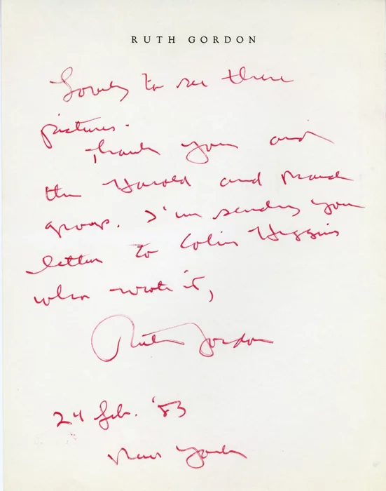 Ruth Gordon autograph