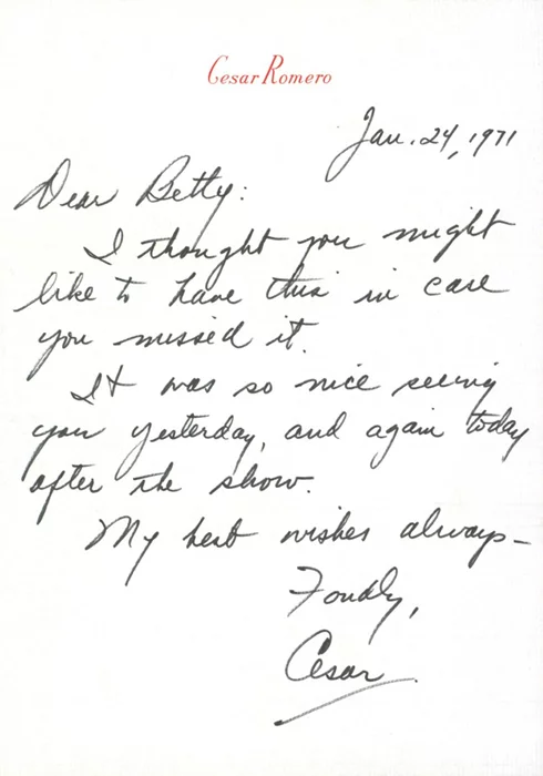 Cesar Romero autograph