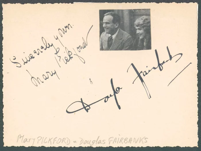 Mary Pickford and Douglas Fairbanks autograph