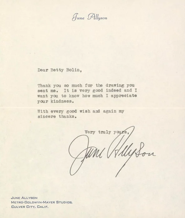 June Allyson autograph
