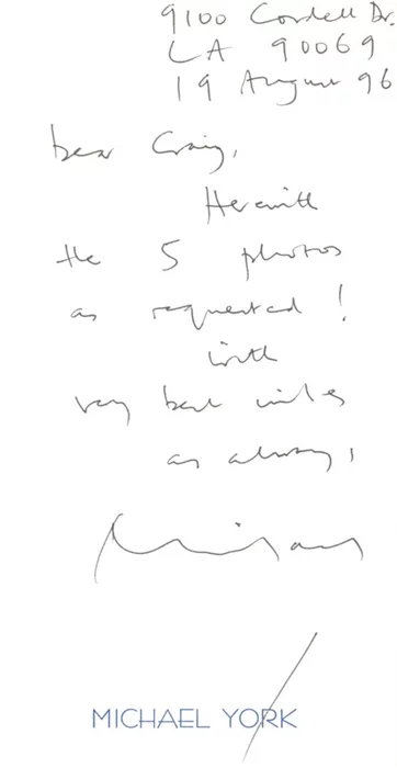 Michael York autograph