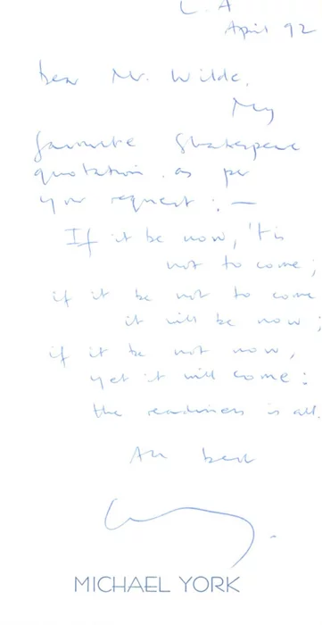 Michael York autograph