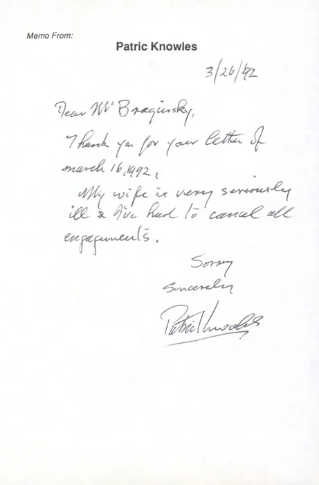 Patric Knowles autograph