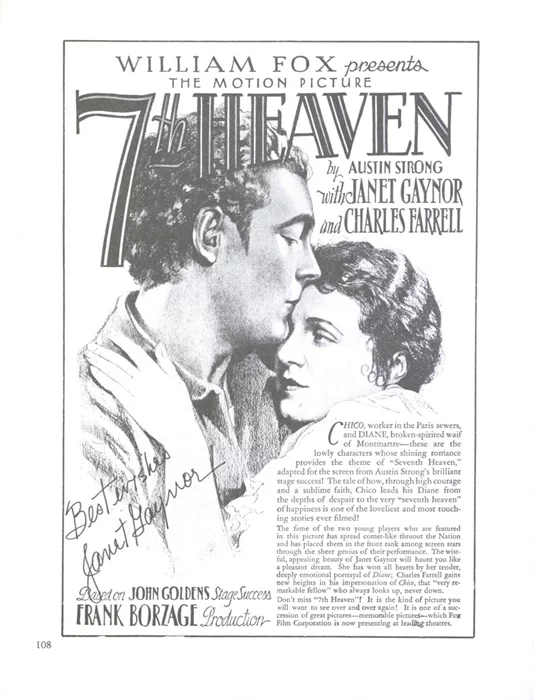 Janet Gaynor autograph