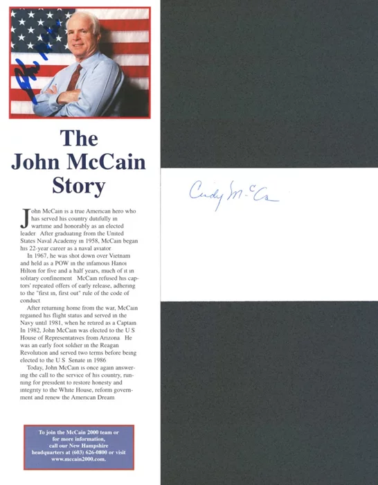 John and Cindy McCain autograph
