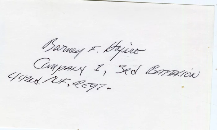 Barney Hajiro autograph