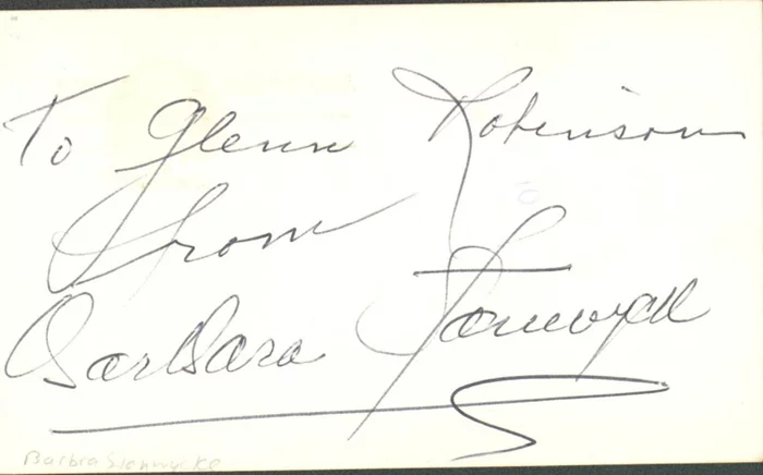 Barbara Stanwyck autograph