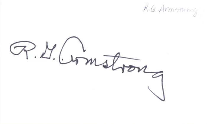 R. G. Armstrong autograph