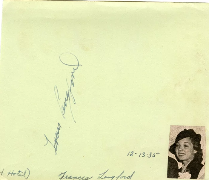 Frances Langford autograph