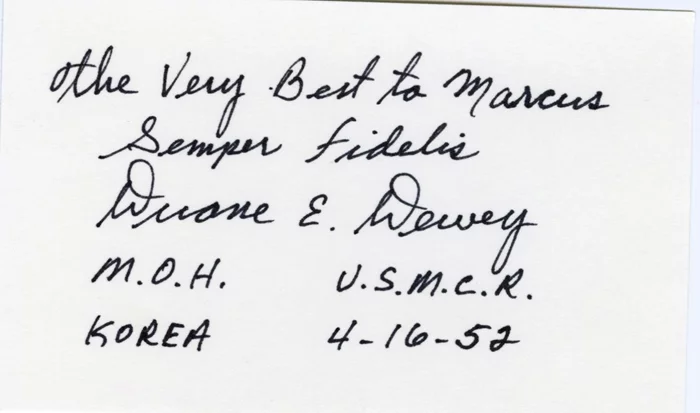 Duane E. Dewey autograph