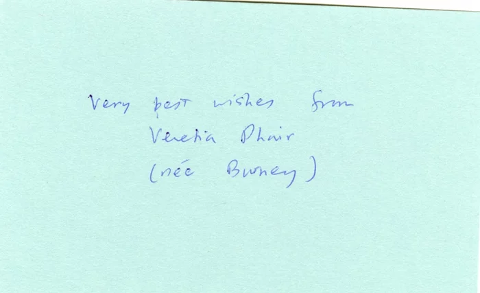 Venetia Burney Phair autograph