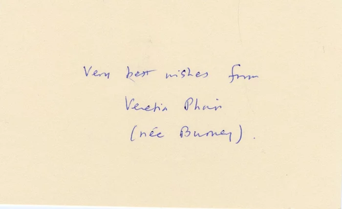 Venetia Burney Phair autograph