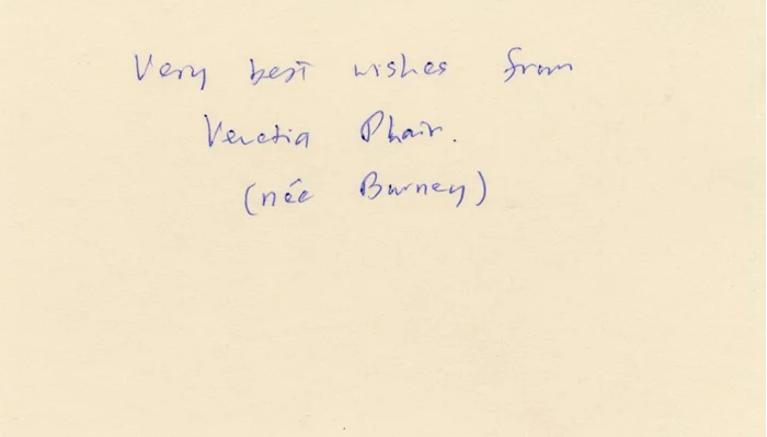 Venetia Burney Phair autograph