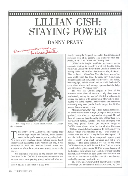 Lillian Gish autograph
