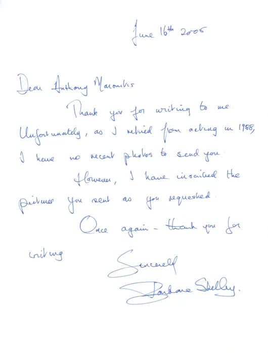 Barbara Shelley autograph