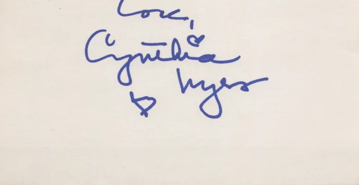 Cynthia Myers autograph