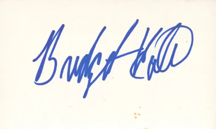 Bridget Hall autograph