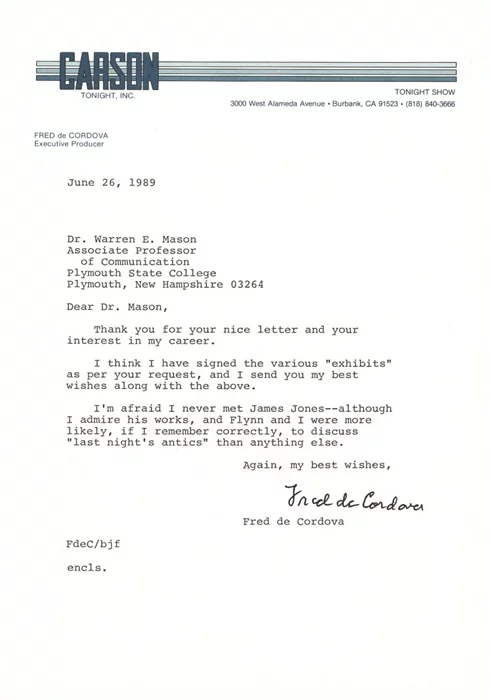 Fred de Cordova autograph