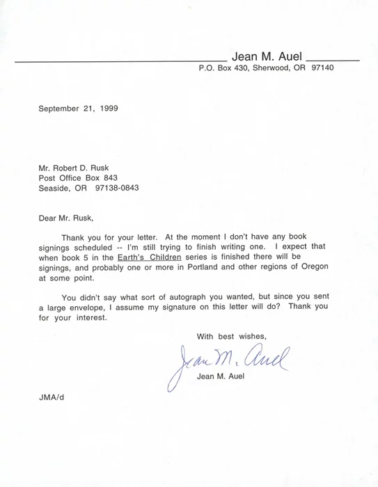 Jean M. Auel autograph