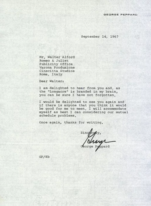 George Peppard autograph