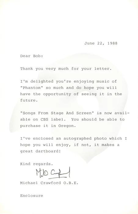 Michael Crawford autograph