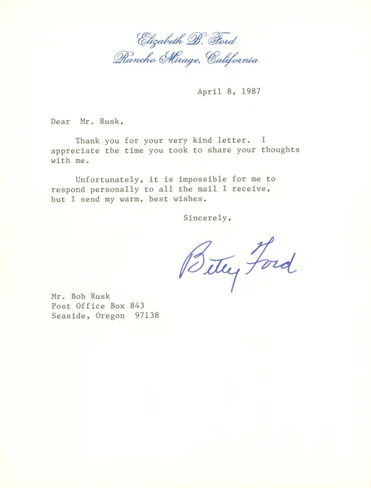 Betty Ford autograph