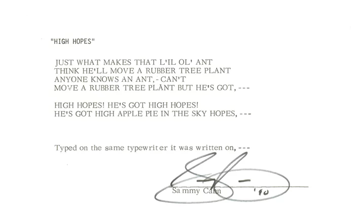 Sammy Cahn autograph