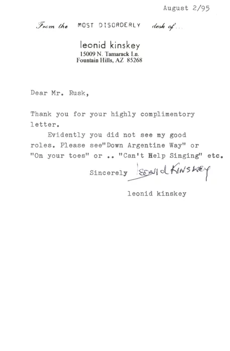 Leonid Kinskey autograph