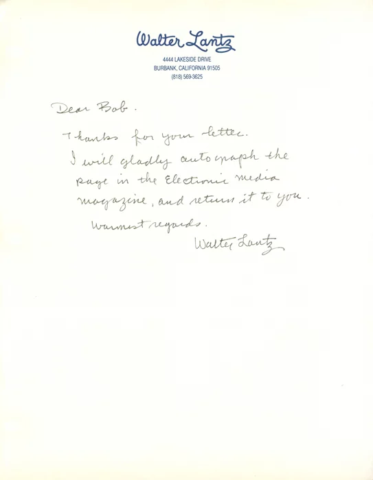 Walter Lantz autograph