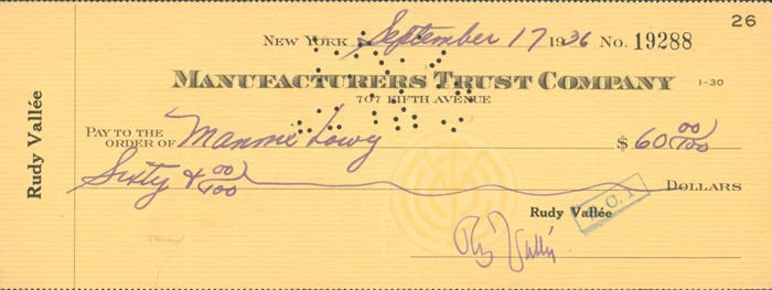 Rudy Vallee autograph