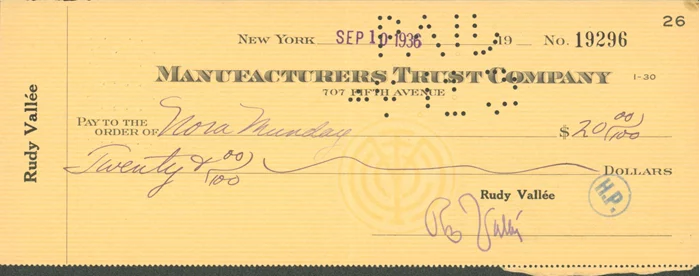 Rudy Vallee autograph