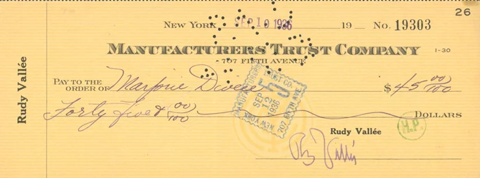 Rudy Vallee autograph