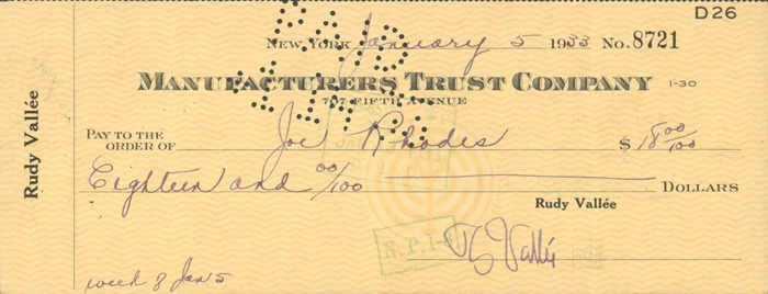Rudy Vallee autograph