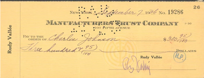 Rudy Vallee autograph