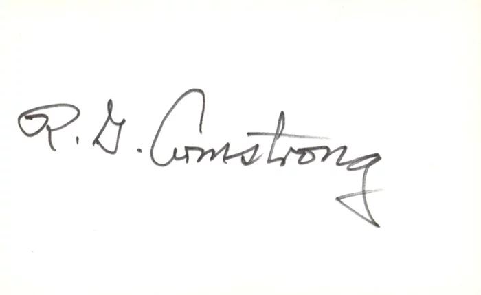 R. G. Armstrong autograph