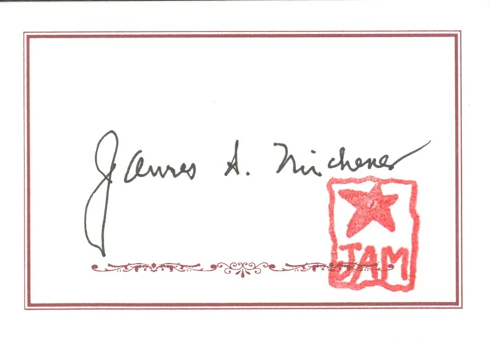 James Michener autograph