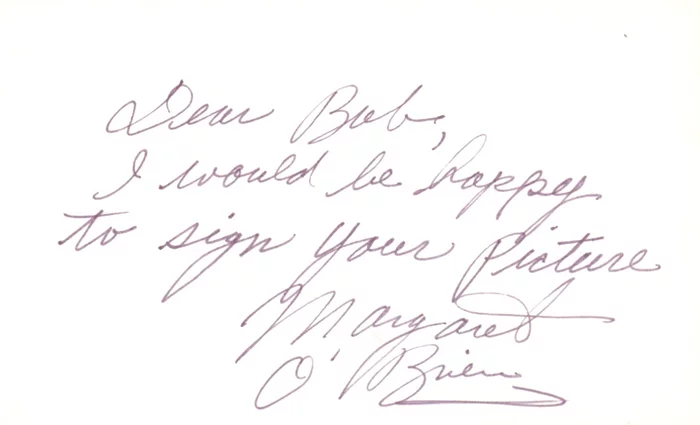 Margaret O'Brien autograph