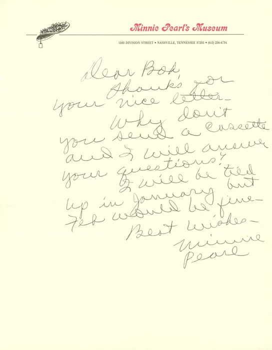 Minnie Pearl autograph