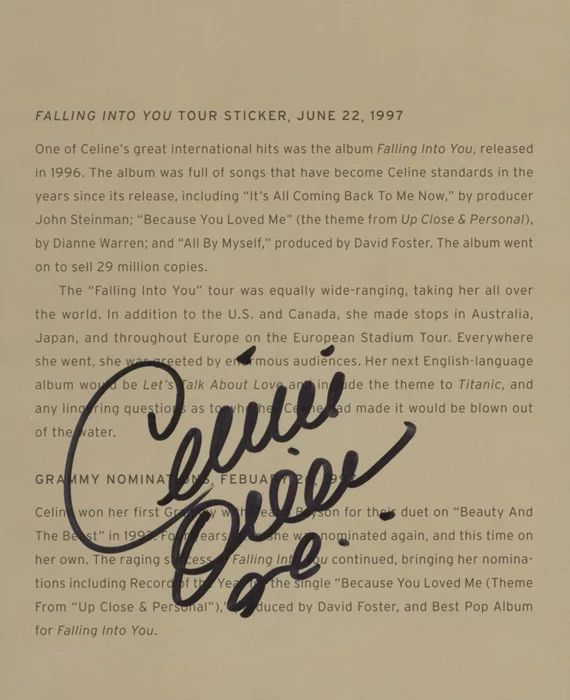Celine Dion autograph